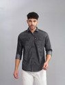 AIDAN PAUL Men Washed Casual Grey Shirt