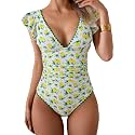 Aidonger Women One Piece Swimsuit V Neck Ruffle Slimming Bathing Suit