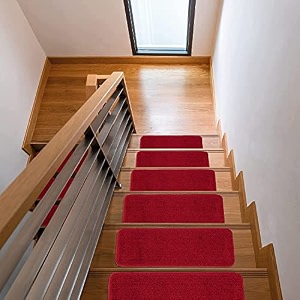 live beautiful  lifesaver collection utility non-slip ribbed stair treads red 834x2834 inch 5 pcs set