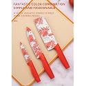 Aiheal Stainless Steel 3 Pieces Kitchen Knives Set Chef Knife Set.Meat Knife with Sharp Blade with Ergonomic Handle for Home Kitchen and Restaurant (Red)