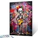 Aihonmin Banksy Skull Arts and Craft Paint Kits DIY Paint by Numbers Kits 16 x 20in Street Pop Art Canvas Oil Painting Best Gift for Adults Beginner with Brushes and Acrylic Pigment (Frameless)
