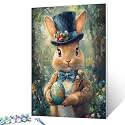 Aihonmin Bunny Holding Colorful Egg DIY Paint by Numbers for Adults and Kids Easter Paint by Number Kit on Canvas for Beginners Easy Acrylic Paint DIY Home Wall Decoration Gifts 16"x20" (Frameless)