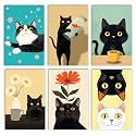 Aihonmin Cute cat 6 Pack Paint by Numbers for Adults Beginner Curious cat Oil Painting Kits on Canvas with Brushes Acrylic Painting Kitten DIY Paintwork Home Decor Gifts 8×11.8 Inch (Frameless)