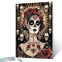 Aihonmin Day of The Dead Halloween Woman Paint by Numbers Kits for Adult Paint by Numbers Beautiful Girl Painting Kits on Colored Canvas Art Set Gift for Home Decor Without Framed 16''W x 20''H