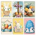 Aihonmin Easter 6 Pack Paint by Numbers for Adults Rabbit and Easter Eggs Paint by Number Kit on Canvas for Beginners DIY Watercolor Acrylic Paintwork for Home Decor Gift 8x11.8 Inch (Frameless)