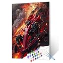 Aihonmin Flying Racing Car Paint by Number Races DIY Acrylic Painting Paint by Number Kit for Kids Adults Beginner Dramatic Style DIY Painting by Numbers Painting Arts for Boys 16x20In (Frameless)