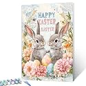 Aihonmin Happy Easter Paint by Numbers Kit for Adults Beginners on Canvas,Rabbits with Flowers DIY Oil Painting Crafts Acrylic Paintwork Home Wall Decoration Unique Gifts 16X20 Inch (Frameless)
