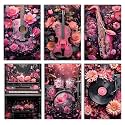 Aihonmin Musical Equipment 6 Pack Paint by Numbers for Adults Beginner Floral Music Oil Painting Kits on Canvas with Brushes Acrylic Painting DIY Paintwork Home Decor Gifts 8×11.8 Inch (Frameless)