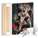 Aihonmin Racing Car Number Painting DIY Craft Kits Vibrant Racing Paint by Numbers Kits with Brushes and Acrylic Pigment Graffiti Style Home Decoration for Teenage Racer 16x20Inch (DIY Frame)