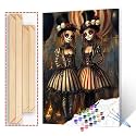 Aihonmin Sugar Skull Paint by Numbers Kit for Adults Beginners Halloween Circus DIY Oil Painting Kits Acrylic Easy Skull Girls Paint Paintwork Wall Hanging Home Room Decor Gifts 16x20 Inch(DIY Frame)