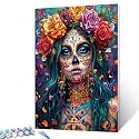 Aihonmin Sugar Skull Woman Paint by Numbers Kits for Adult Paint by Numbers Halloween Painting Kits Art Gift on Canvas Perfect for Gift Home Wall Decor Without Framed 16''W x 20''H