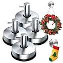 AIIONP 2026 New Suction Cup Hooks for Door Wreaths on Glass, Wreath Hangers for Front Door, No-Drill Hanging Towel Hooks for Inside Shower Bathroom Window Wall Mirrors (Silver, 4 PCS)
