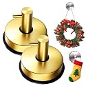 AIIONP 2026 New Suction Cup Hooks for Door Wreaths on Glass, Wreath Hangers for Front Door, No-Drill Hanging Towel Hooks for Inside Shower Bathroom Window Wall Mirrors (Gold, 2 PCS)