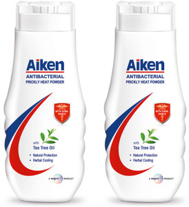 aiken antibacterial prickly heat powder with tea tree oil 2 x 150 g