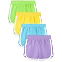 Aikuco 4 Packs Girls Athletic Shorts Toddler Soccer Running Active Dolphin Dry-Fit Kids Gym Workout Performance Shorts