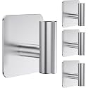 Aikzik 4 Pack Large Heavy Duty Wall Hooks - 26lb Max, Stainless Steel Adhesive Towel Hook, Shower Hooks for Hanging Towel, Coat, Robe, Wall Hook for Use in Bathroom, Kitchen and Door
