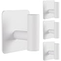 Aikzik 4 Pack Large Heavy Duty Wall Hooks - 26lb Max, Stainless Steel Adhesive Towel Hook, Shower Hooks for Hanging Towel, Coat, Robe, Wall Hook for Use in Bathroom, Kitchen and Door, White