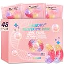 AILEORY Under Eye Patches (48 Pairs) - Tri-color Glitter Eye Gel Pads for Dark Circles, Puffy Eyes, Under eye Bags, Wrinkles | Natural Collagen Under Eye Mask Patches, Gel Under Eye Patches