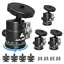 Ailight Mini Ball Head, 360° Panoramic Tripod Head, Universal 1/4" to 3/8" Screw Adapter Swivel Mini Ball Head Screw Tripod Mount, Dual Cold Shoe Mount for DSLR Cameras Camcorder（4 Pack