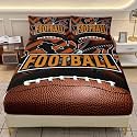 AILONEN American Football Fitted Sheet Set Twin XL Size, 3D Print Rugby Bedding Set for Boys Kids Teens,Ball Sports Theme Bedsheets Set,3-Pieces,1 Fitted Sheet + 2 Pillowcases,Soft Microfiber