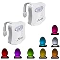 Ailun Toilet Night Light Motion Sensor LED 8 Colors Changing, 2 Pack