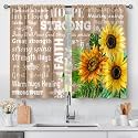 Aimego Sunflower Floral Kitchen Curtains - Rustic Retro Flower Vintage Farmhouse Inspirational Family Quotes Short Cafe Tier Curtains Decor Rod Pocket Window Drapes 24 Inch Length 2 Panels 28"x24"