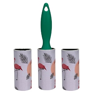 aimers lint remover for clothes sticky lint roller for clothes furniture wool fur coat car seats fabric dust cleaner pet hair remover with 1 handle 3 refills total 180 sheets big flamingo