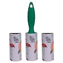 Aimers Lint Remover for Clothes Sticky Lint Roller for Clothes, Furniture, Wool, Fur, Coat, Car Seats, Fabric, Dust Cleaner, Pet Hair Remover with 1 Handle, 3 Refills Total 180 Sheets (Big Flamingo)