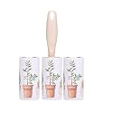 Aimers Lint Rollers Brush Reusable Extra Sticky Lint Remover Lint Roller Refills for Dog &amp; Cat Hair Clothes Carpet Furniture Removal with 1 Handles and 3 Refiles (Plant)