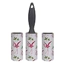 Aimers Lint Rollers for Pet Hair Extra Sticky Lint Remover Lint Roller Refills for Dog &amp; Cat Hair Clothes Carpet Furniture Removal with 1 Handles (180 Sheets Total / 3 Refills) (Small Flamingo)
