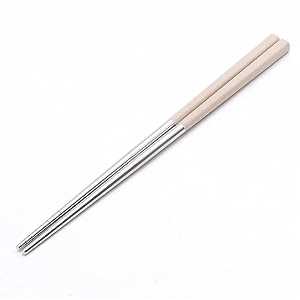 aimers metal chopsticks stainless steel chopsticks reusable lightweight chopsticks dishwasher safe japanese chinese chop sticks washable chopsticks korean for sushi and noodles- 1 pairs beige