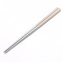 AIMERS Metal Chopsticks, Stainless Steel Chopsticks Reusable Lightweight Chopsticks Dishwasher Safe Japanese Chinese Chop Sticks Washable Chopsticks Korean for Sushi and Noodles- 1 Pairs (Beige)