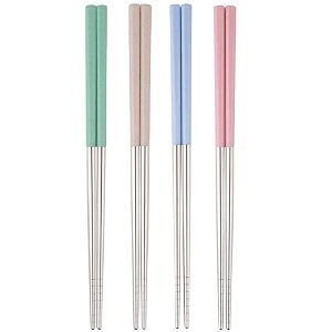 aimers stainless steel chopsticks reusable multicolor lightweight 304 stainless steel chopsticks metal chopsticks gift set 4 pair set