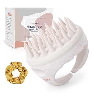 aimike scalp massager shampoo brush soft silicone scrubber washing exfoliator for dandruff head scrubber for thick curly wet dry hair of women men kids beige