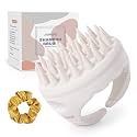 AIMIKE Scalp Massager Shampoo Brush, Soft Silicone Scrubber, Washing Exfoliator for Dandruff, Head Scrubber for Thick Curly Wet Dry Hair of Women Men Kids, Beige
