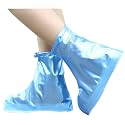 Reusable PVC Waterproof Shoe Covers, Shoe Protectors with Waterproof Zipper and Drawstring Design, Not-Slip Rain Shoe Covers Suitable for Children, Men and Women (Blue, X-Large)