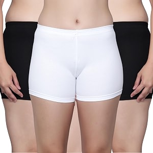 aimly cotton stretchable cycling gym yoga above knee slip shorts for women combo pack of 3