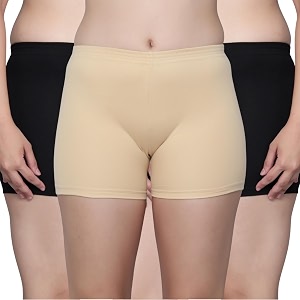 aimly cotton stretchable cycling gym yoga above knee slip shorts for women combo pack of 3