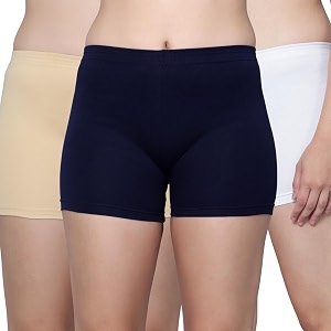 aimly cotton stretchable cycling gym yoga above knee slip shorts for women combo pack of 3