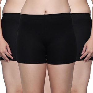 aimly cotton stretchable cycling gym yoga above knee slip shorts for women combo pack of 3