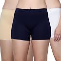 Aimly Cotton Stretchable Cycling Gym Yoga Above Knee Slip Shorts for Women Combo Pack of 3