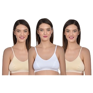 aimly women39s cotton non-padded non-wired low coverage sports bra pack of 3