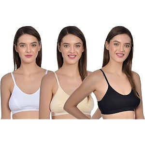aimly women39s cotton non-padded non-wired low coverage sports bra pack of 3