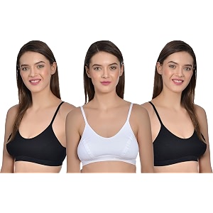 aimly women39s cotton non-padded non-wired low coverage sports bra pack of 3