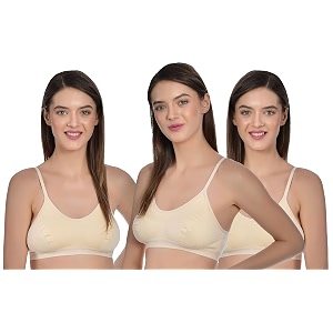 aimly women39s cotton non-padded non-wired low coverage sports bra pack of 3