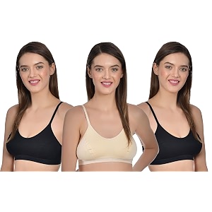 aimly women39s cotton non-padded non-wired low coverage sports bra pack of 3