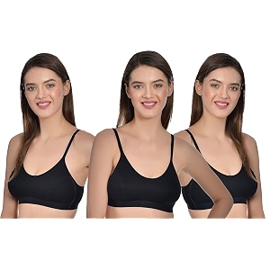 aimly women39s cotton non-padded non-wired low coverage sports bra pack of 3