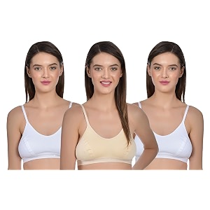 aimly women39s cotton non-padded non-wired low coverage sports bra pack of 3