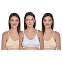 Aimly Women's Cotton Non-Padded Non-Wired Low Coverage Sports Bra Pack of 3