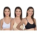 Aimly Women's Cotton Non-Padded Non-Wired Low Coverage Sports Bra Pack of 3